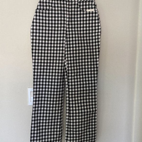 Free People Black and White Checkered Straight Leg Pants - Picture 2 of 2